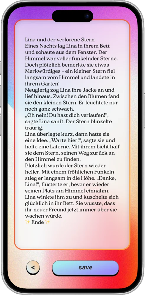 Kinderbuch-App: generierte Geschichte